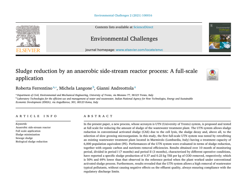STA Innovation - Sustainable Reduction of Sludge